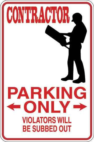 Contractor Parking Only Sign Decal