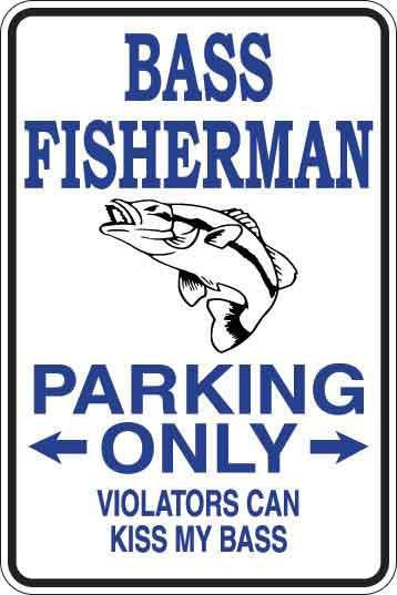 Bass Fisherman Parking Only Sign Decal