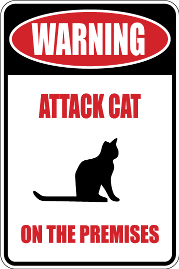 Warning Attack Cat Sign Decal