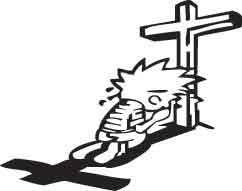 Boy Praying At Cross Decal